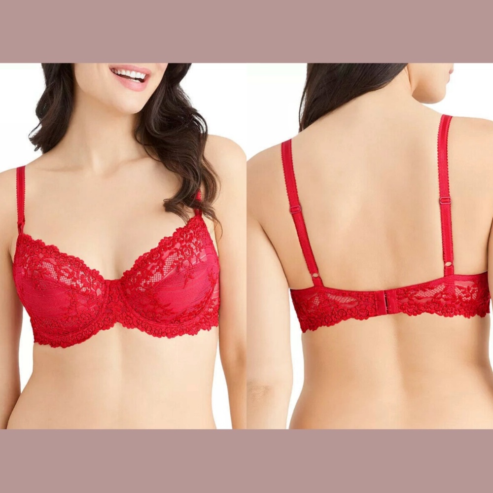 NWT $58‎ Wacoal [ 32D ] Lace Underwire Bra in Persian Red